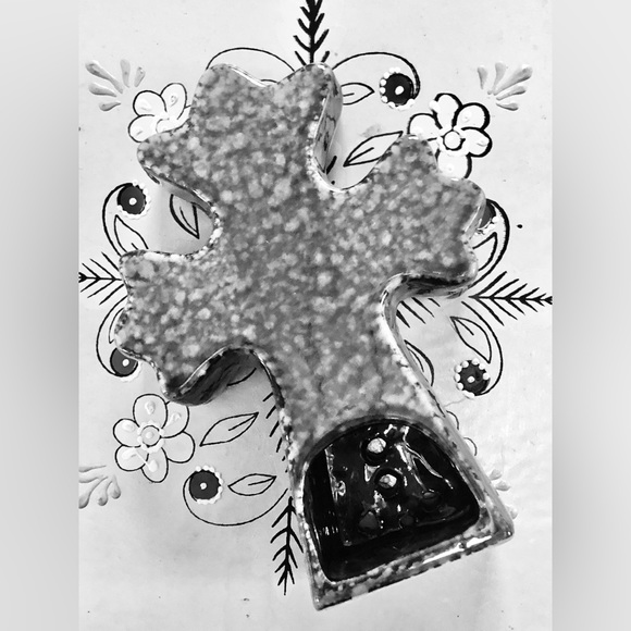 Ceramic Glazed Cross Votive Candle Holder - Picture 7 of 11